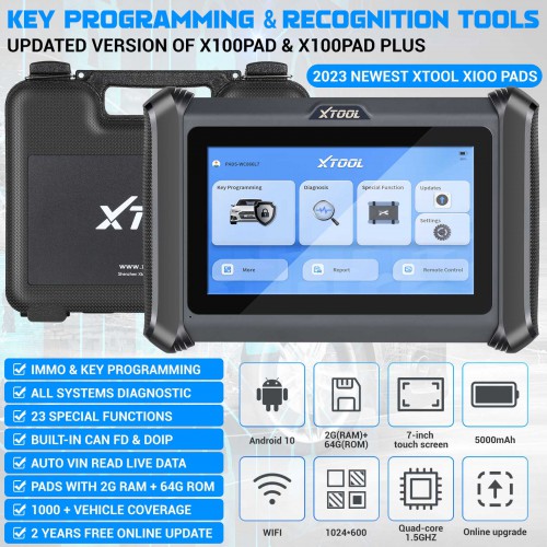 2024 XTOOL X100 PAD S X100 PADS Key Programming&Recogniton Tool with Built-In CAN FD&DOIP Update Ver.of X100PAD/X100 PAD Plus