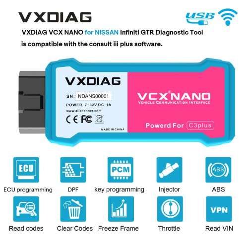 WiFi Version VXDIAG VCX NANO for NISSAN Infiniti GTR Consult III Diagnostic Tool  V226 Replace Consult 3 plus