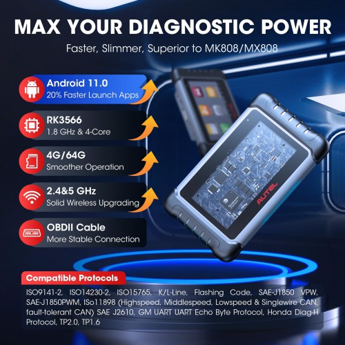  Autel MaxiCOM MK808BT PRO: Android 11, 2024 Upgraded of MK808BT/  MK808S/ MK808/ MaxiCheck MX808, Bi-Directional Control Scan Tool, Active  Tests, All System, 28+ Services, FCA Autoauth, Work with BT506 : Automotive