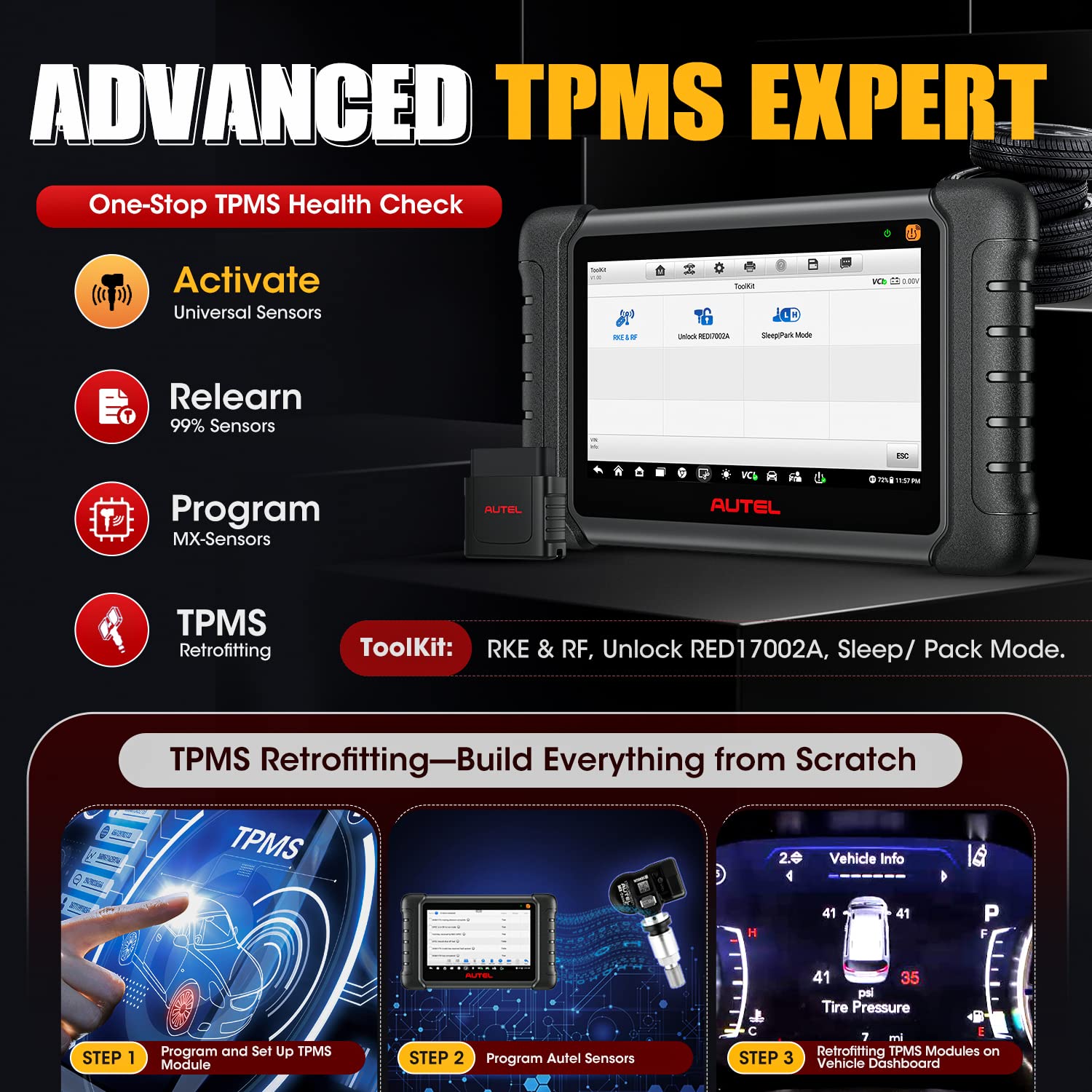 Autel MaxiDAS DS808S-TS TPMS Diagnostic Tool with Complete TPMS Functions